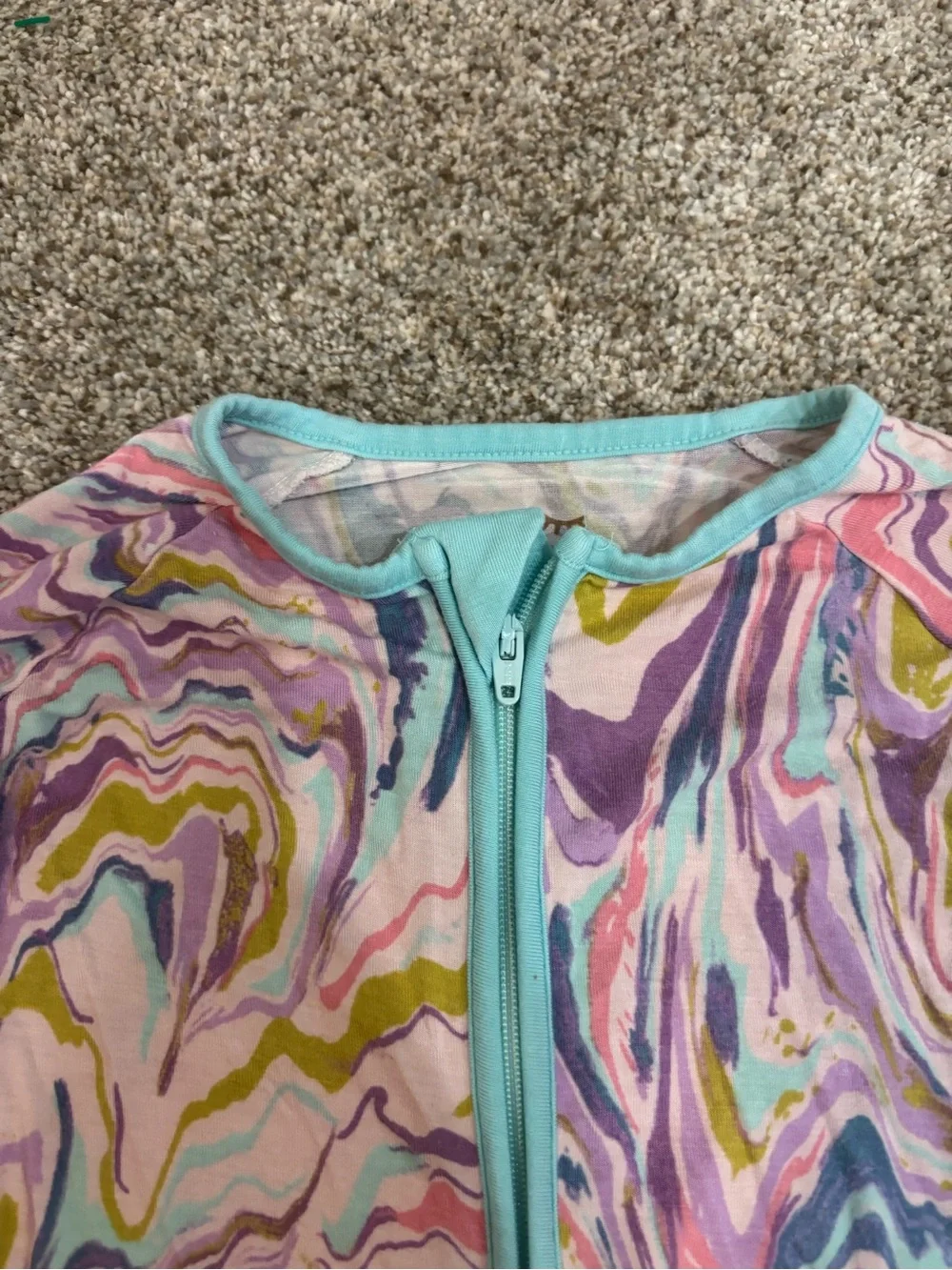 Little Sleepies Pink Marble Swirl Bamboo Viscose Zippy Size 12-18 Months